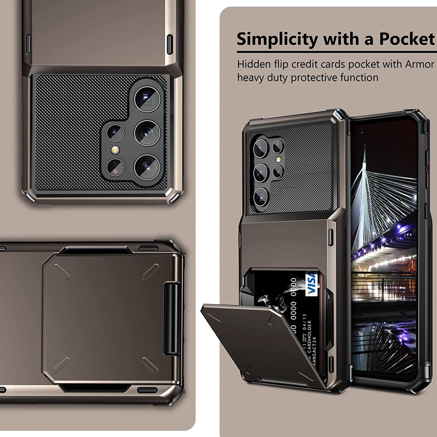 Wallet Case Flip Cover Credit Card Holder Pocket, Dual Layer Protection For Samsung S23 S22 S21 S20 Ultra S10 Plus S20 FE S21 FE