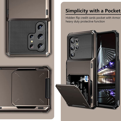 Wallet Case Flip Cover Credit Card Holder Pocket, Dual Layer Protection For Samsung S23 S22 S21 S20 Ultra S10 Plus S20 FE S21 FE