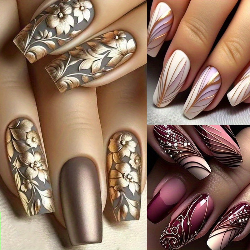 72 pcs (3 packs) Elegant Ballet Women's Nail Press Set