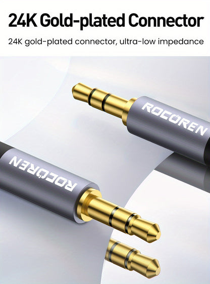 Rocoren Braided 3.5mm Aux Cable - Hi-Fi Stereo Sound, Male to Male Connectivity, Universal Compatibility for Audio Devices