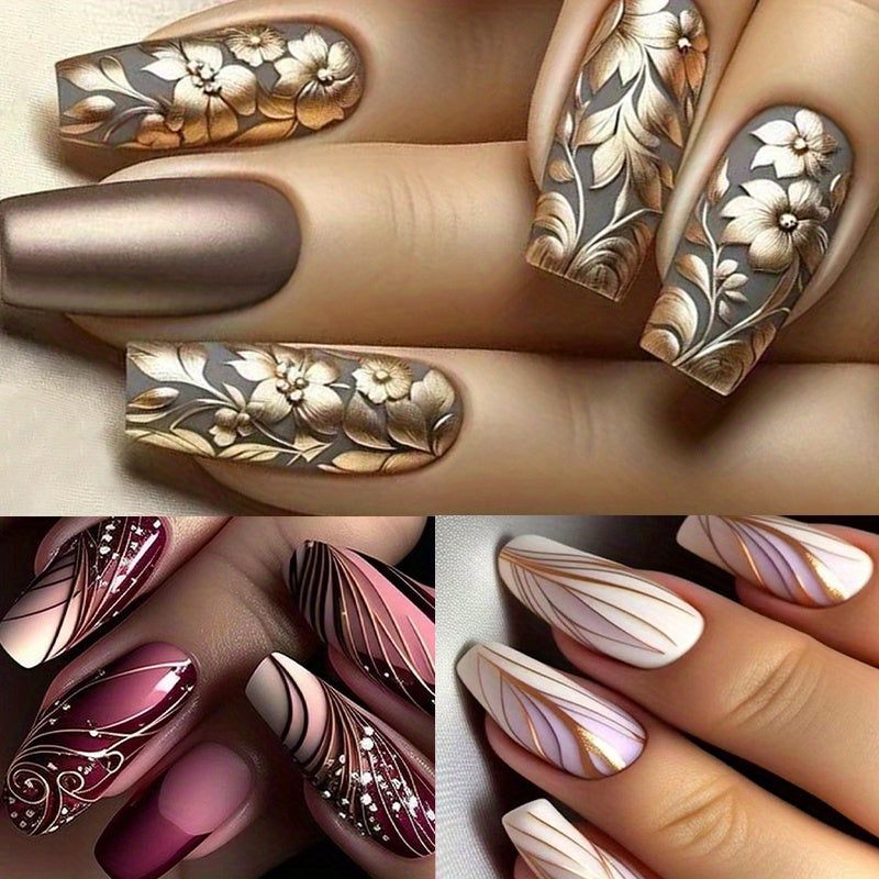 72 pcs (3 packs) Elegant Ballet Women's Nail Press Set