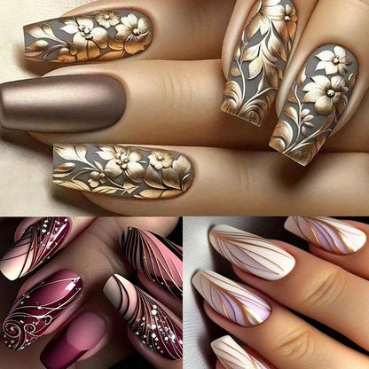 72 pcs (3 packs) Elegant Ballet Women's Nail Press Set