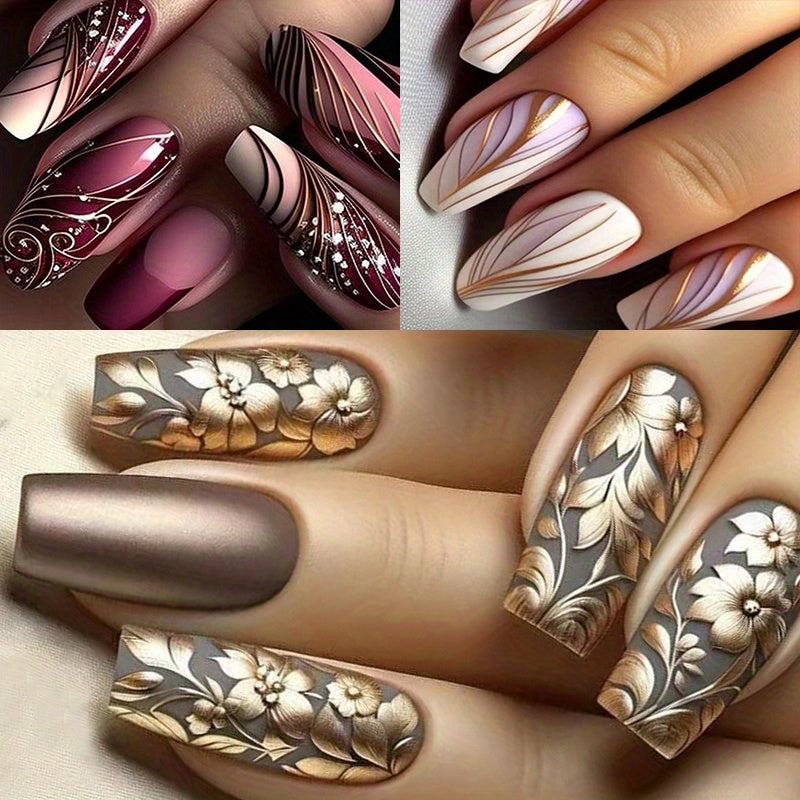 72 pcs (3 packs) Elegant Ballet Women's Nail Press Set